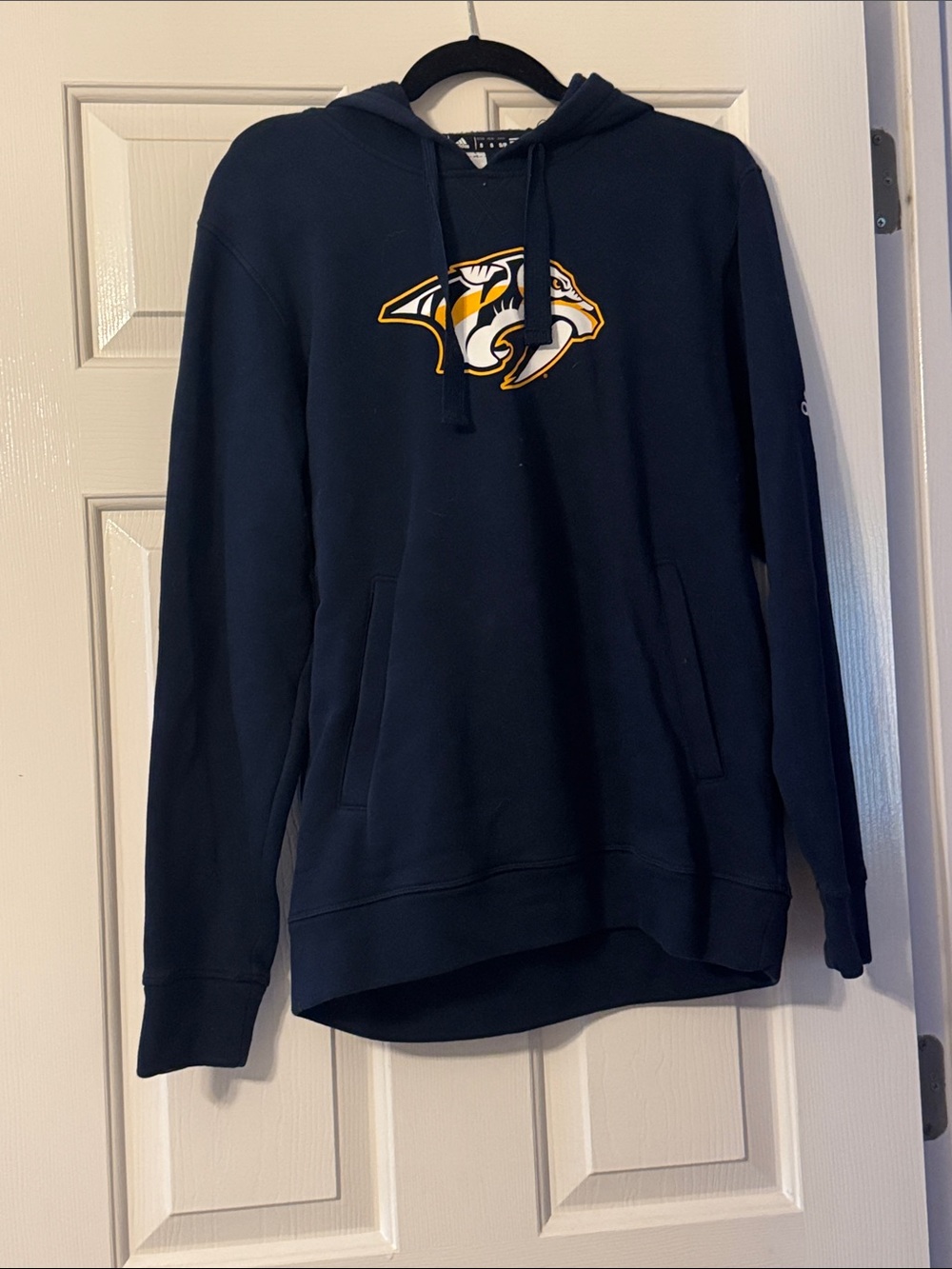 adidas Navy Crewneck Hoodie with Yellow & White Logo